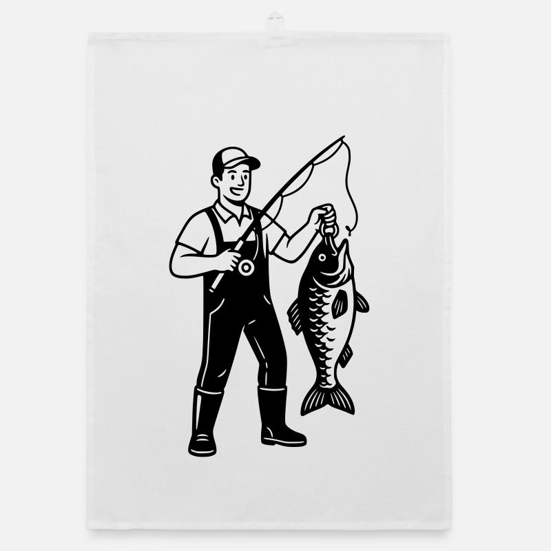 Angler Big Catch Fish Pride Vector Organic dish towel