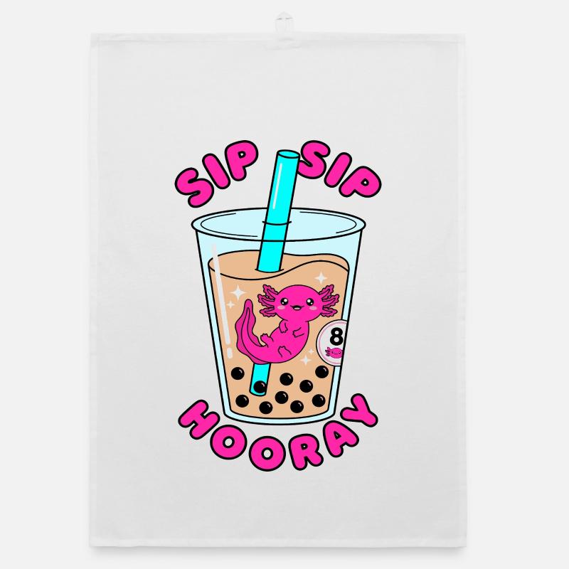 Sip Sip Hooray 8. Geburtstag Axolotl Bubble Tea Organic Geschirrtuch