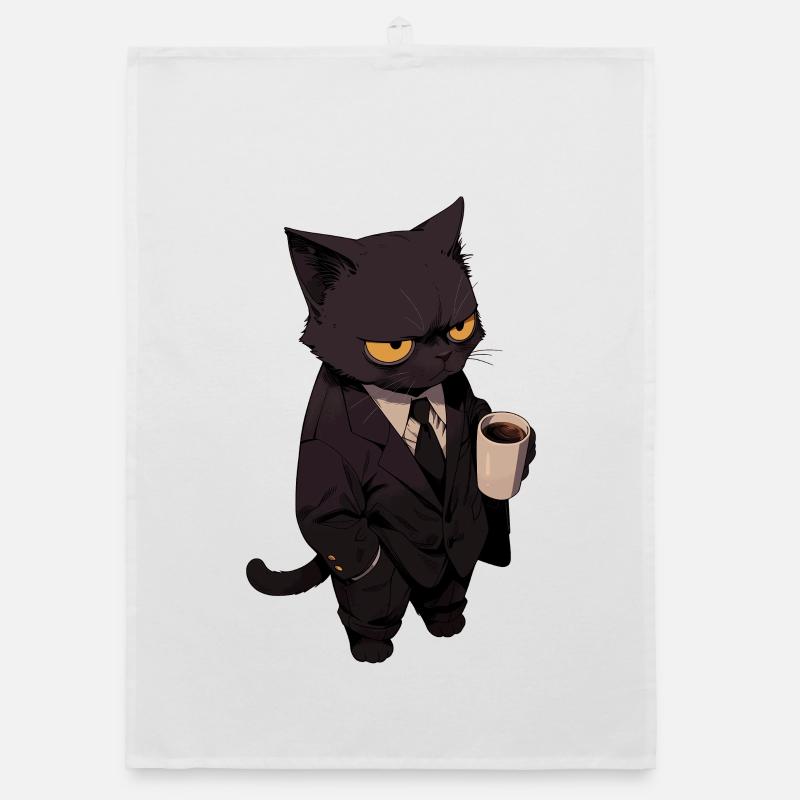 Chat en costume avec du café Torchon bio