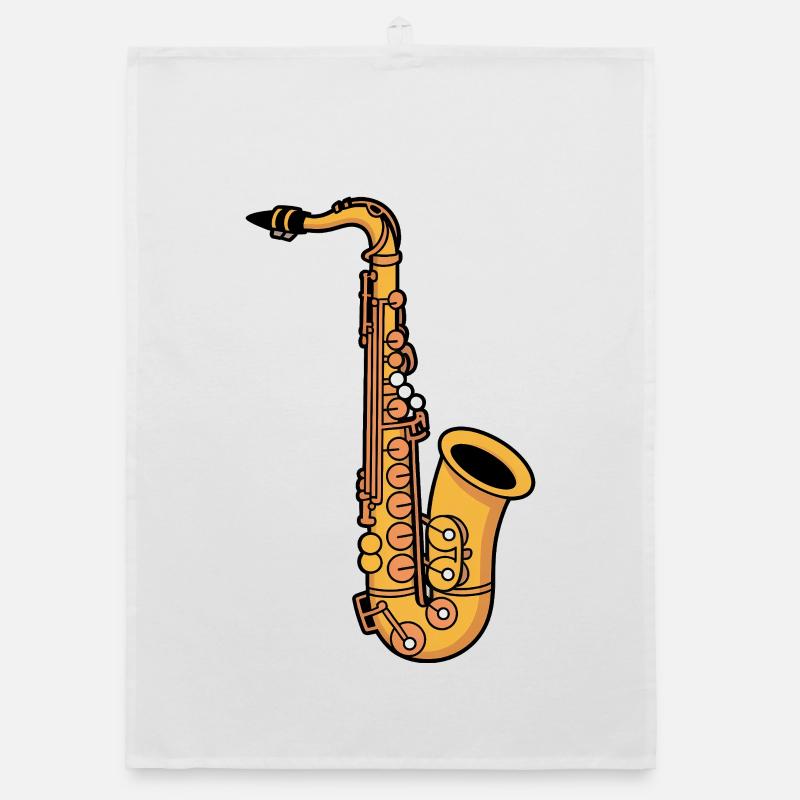 Saxophone - Torchon bio - blanc