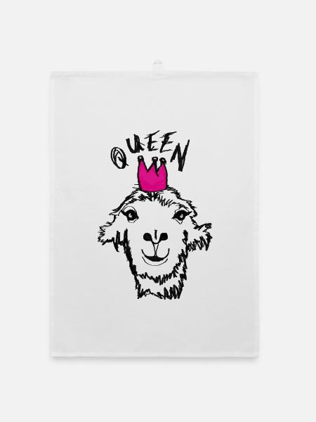 Lama-Queen - Organic Geschirrtuch - Weiß - Vorne