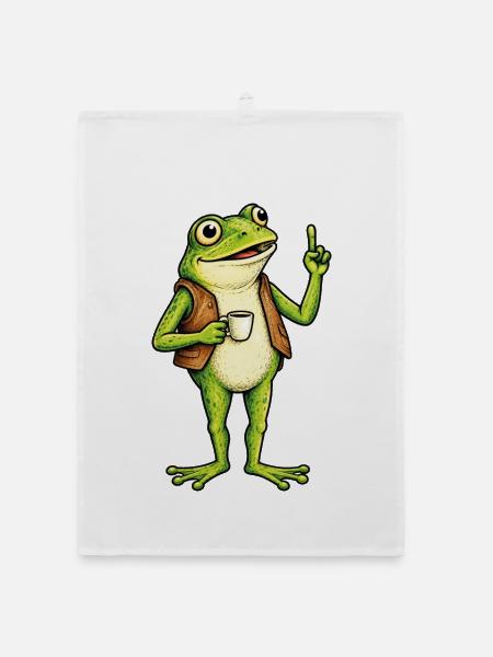 Frog Explorer Café Tee - Organic Geschirrtuch - Weiß