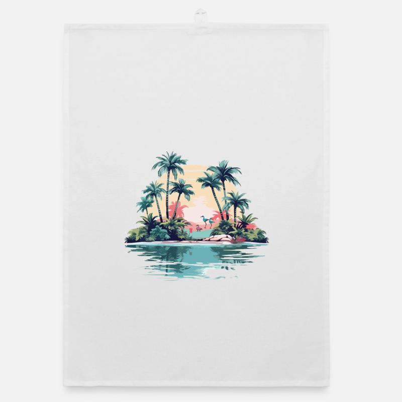 Île tropicale au coucher du soleil Torchon bio