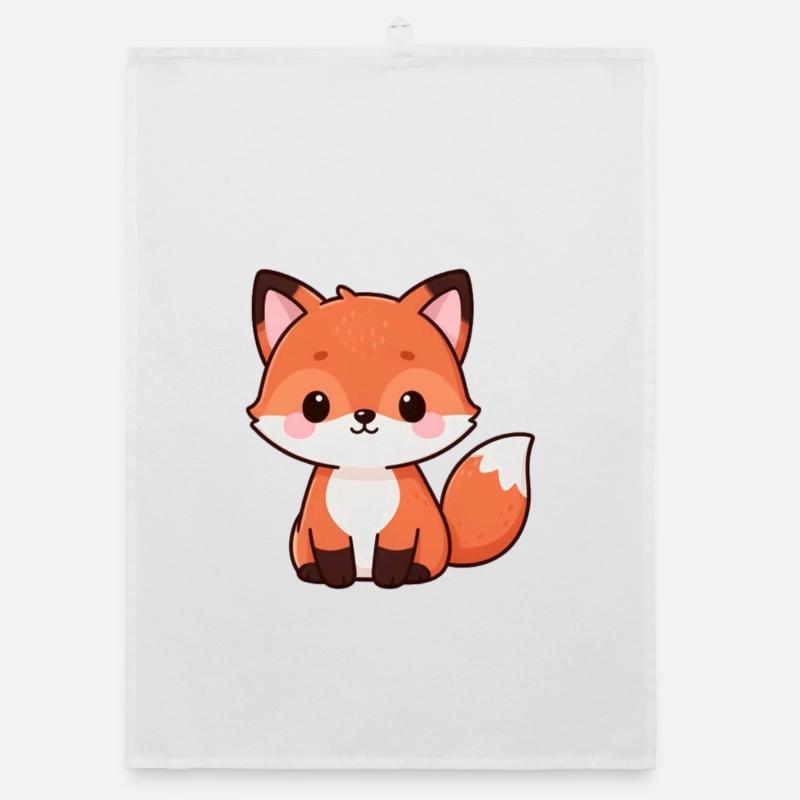 Cute Fox Kawaii Gift Organic dish towel