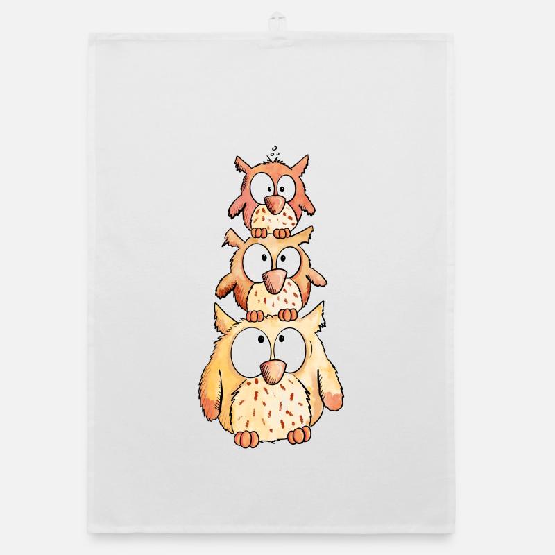 Trois petits hiboux Torchon bio