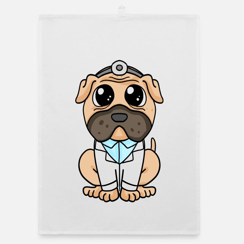Doktor Hund Arzt Mops Organic Geschirrtuch