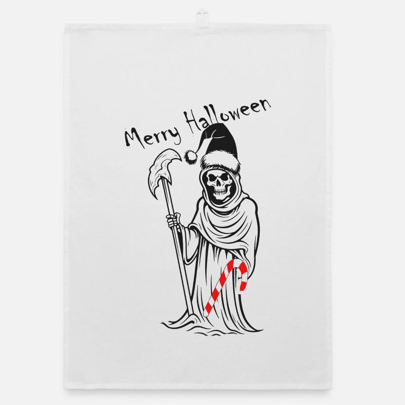 Grim Reaper with Candy Cane Halloween Organic dish towel
