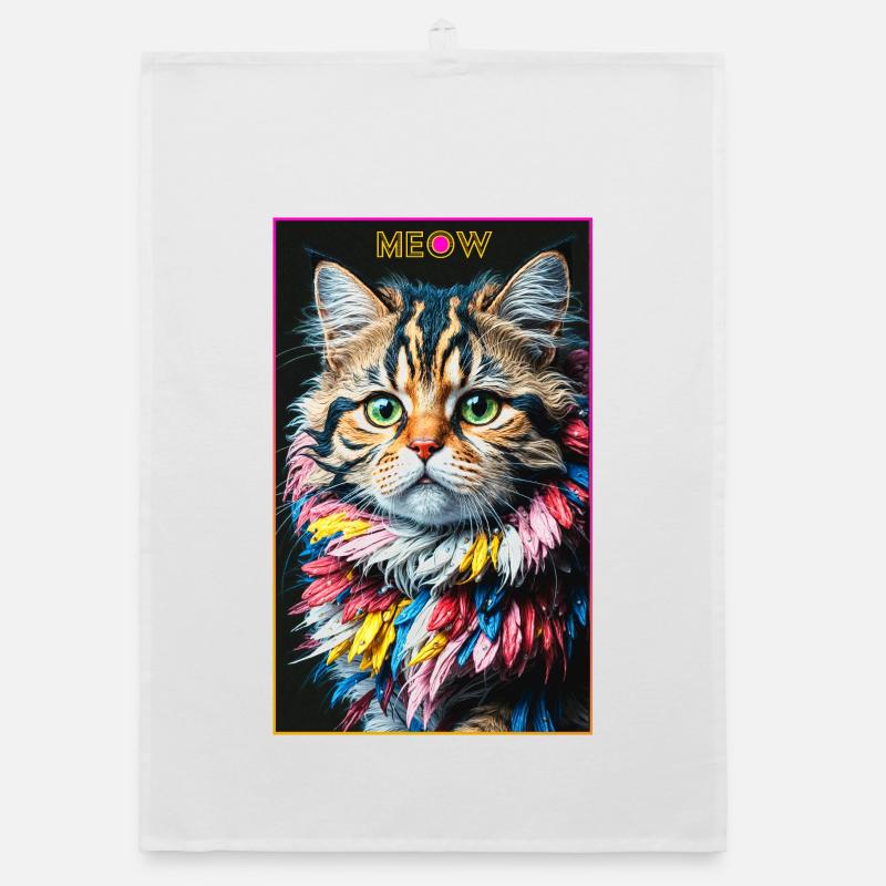 Kunstvolle Katze Organic Geschirrtuch