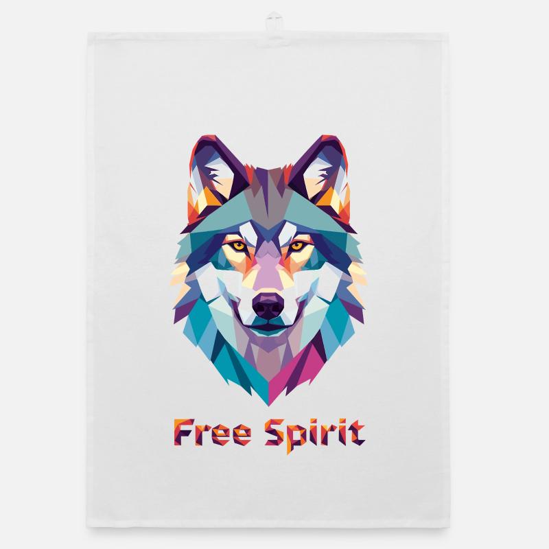Geomorphischer Wolf mit Farbexplosion Organic Geschirrtuch