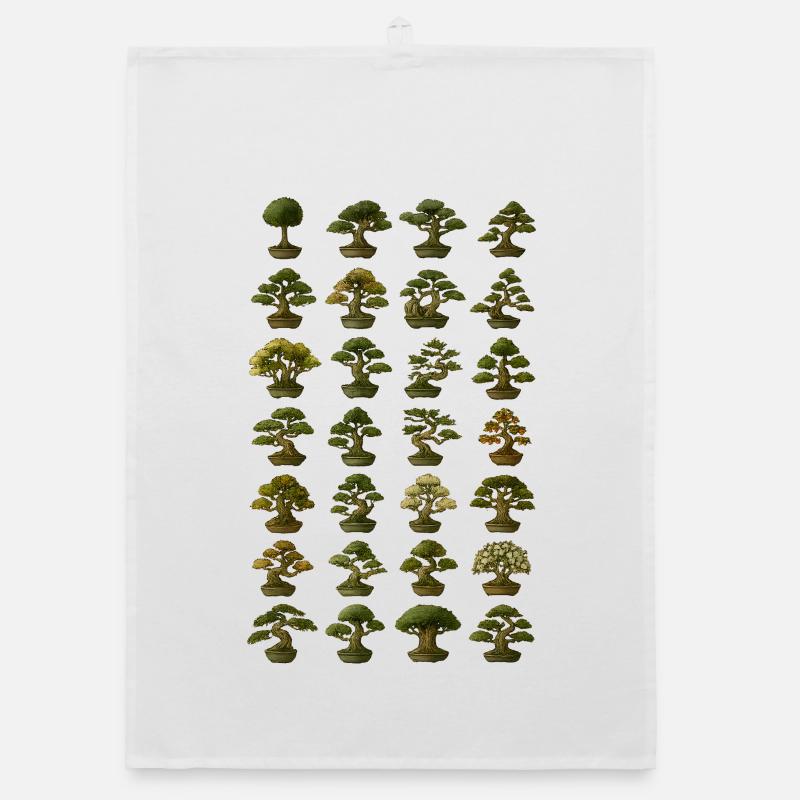 Verschiedene Bonsai Bäume Sammlung Organic Geschirrtuch