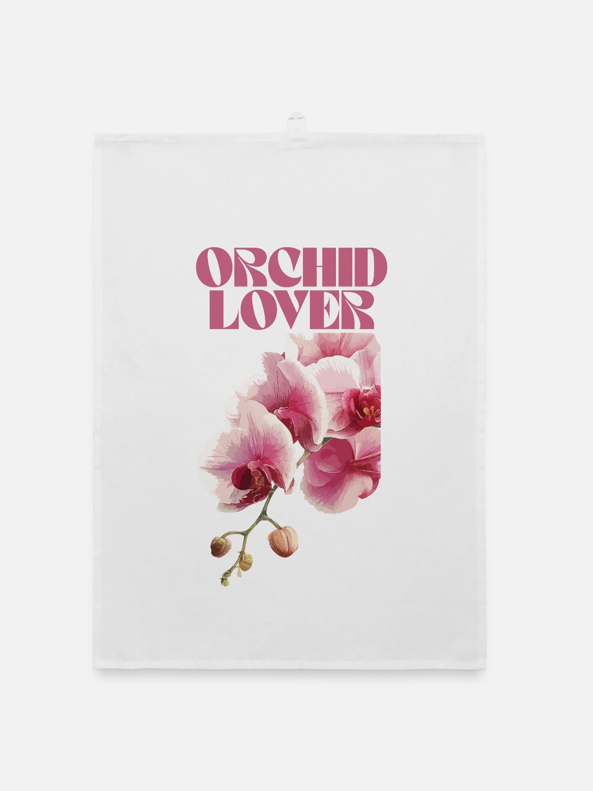 Orchideenliebhaber Botanische Illustration - Organic Geschirrtuch - Weiß - Vorne