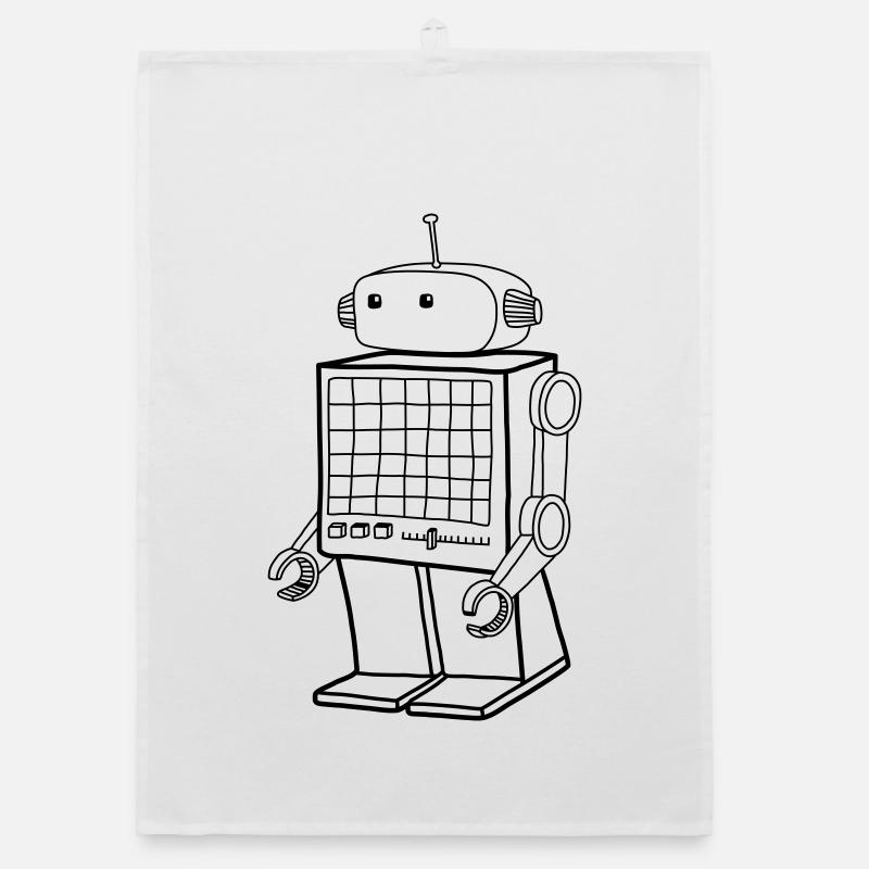 Robot rétro - Design Android Vintage AI Torchon bio