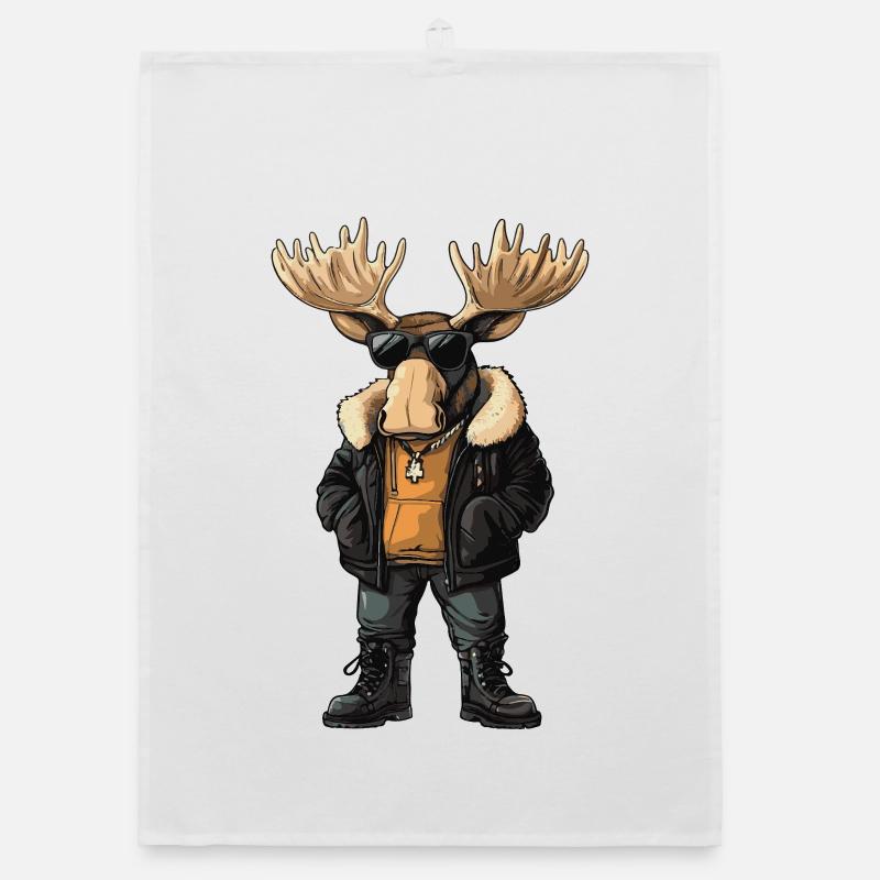 Moose Cool Winter Organic dish towel