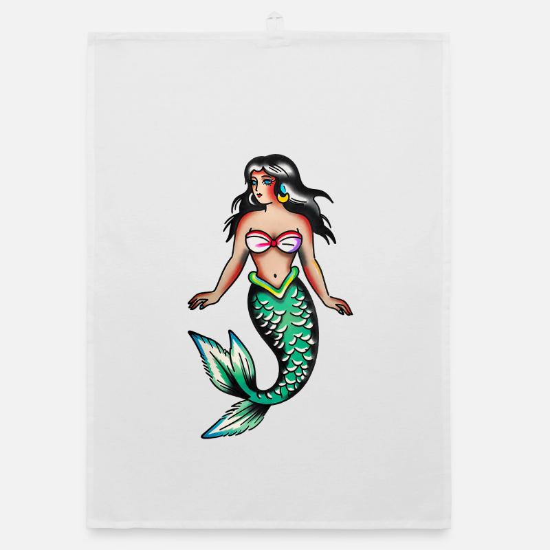 Tatouage de sirène rétro Torchon bio