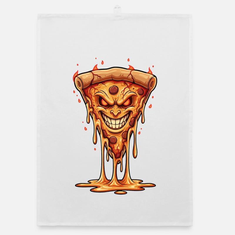 Demonic Flame Pizza Organic dish towel
