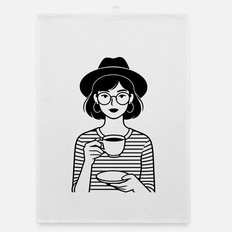 Kaffee-Hip-Mädchen Organic Geschirrtuch