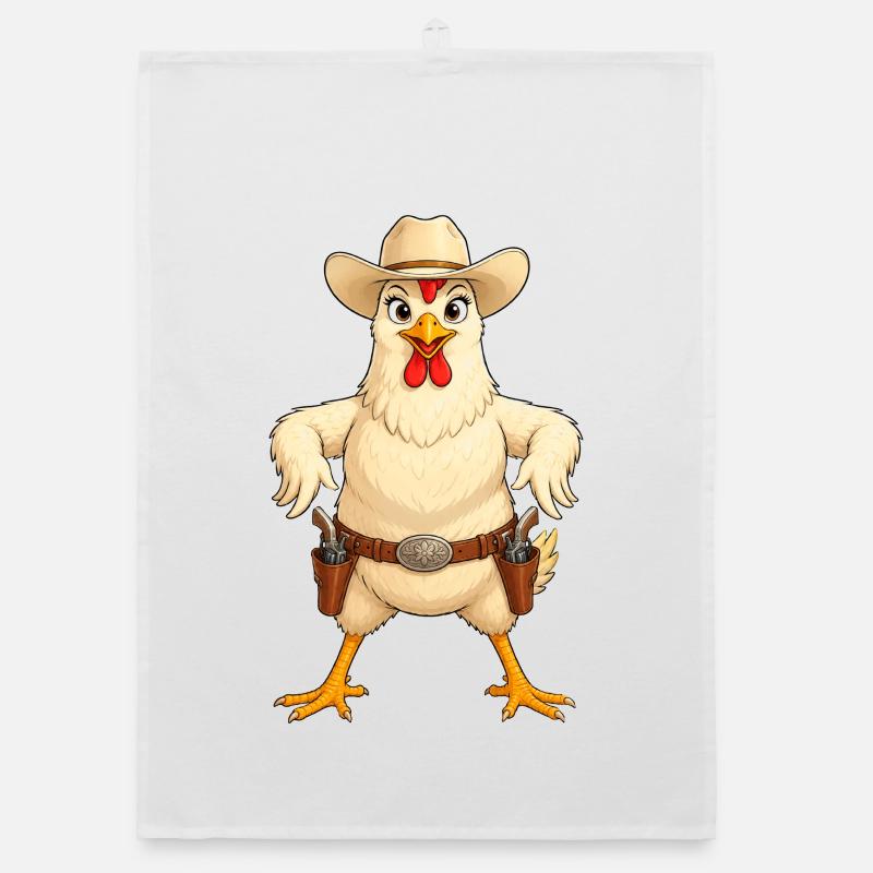 Huhn in Western Pose Organic Geschirrtuch