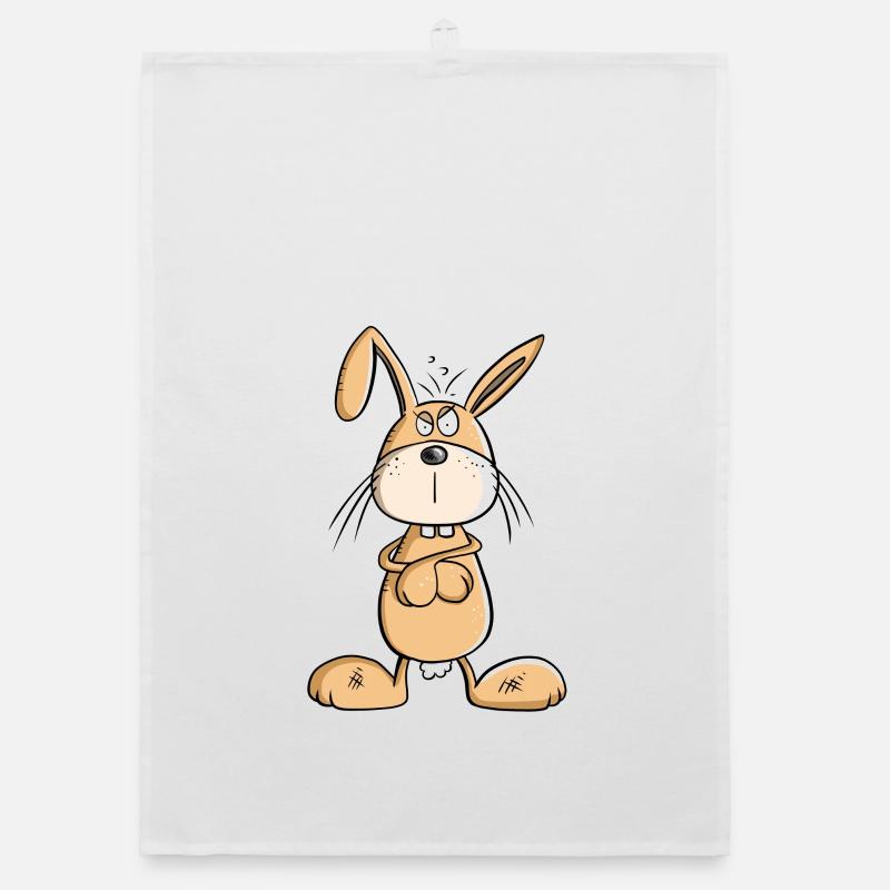 NÖ Hase Comic Ostern Geschenk - Organic Geschirrtuch - Weiß