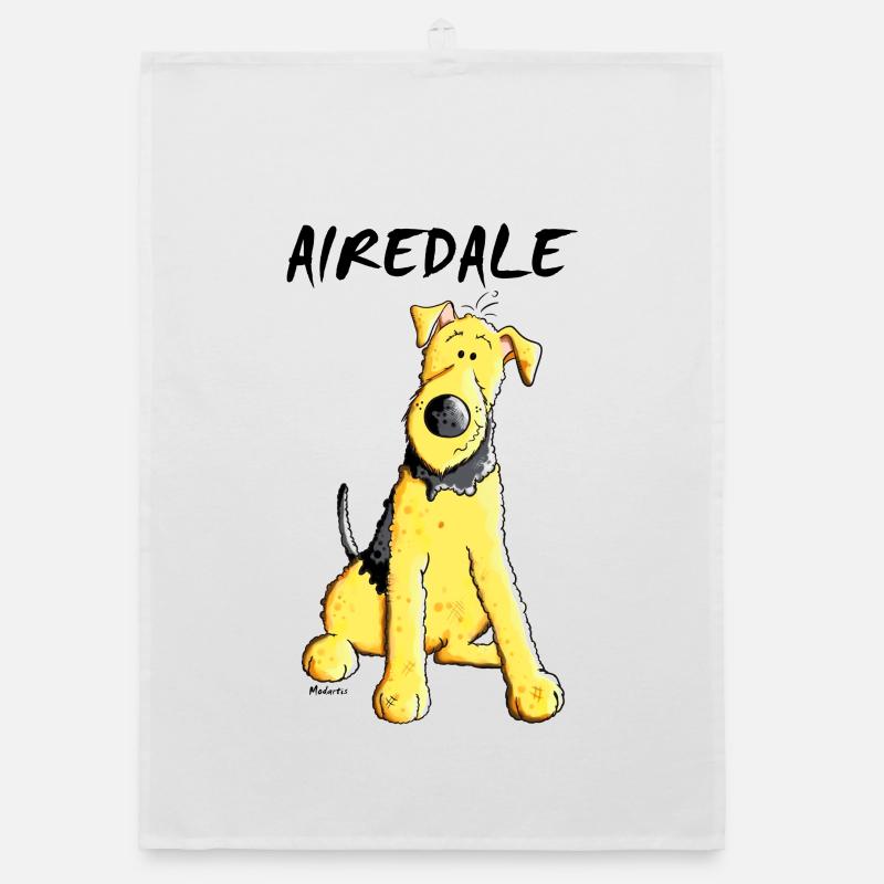 Witziger Airedale Terrier Organic Geschirrtuch