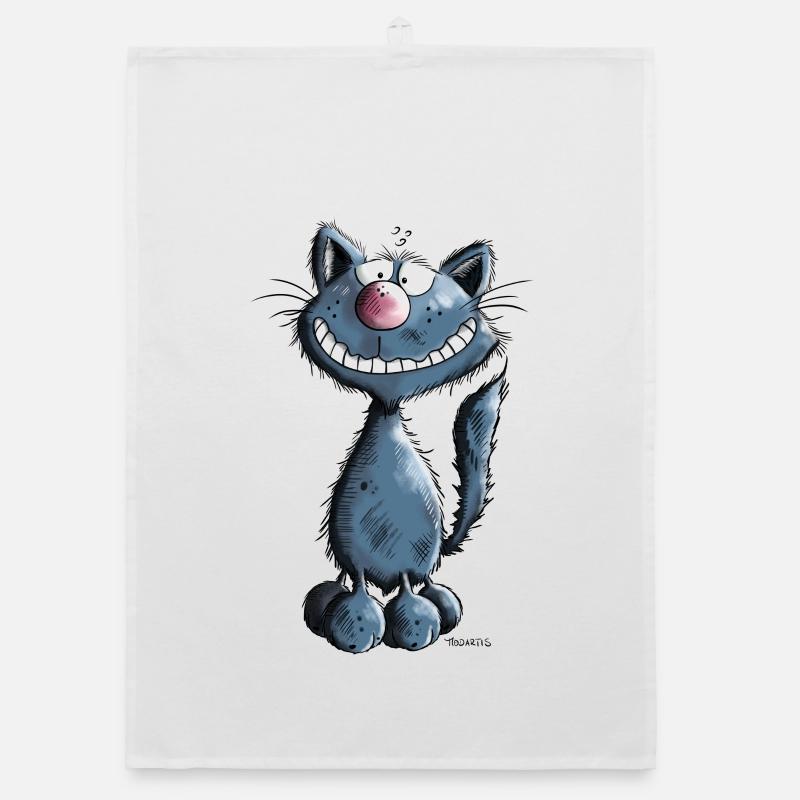 Grinse Katze - Organic Geschirrtuch - Weiß