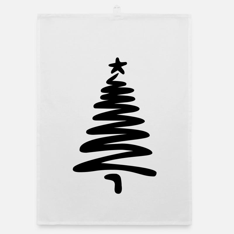 Christmas tree linear hand-drawn Organic dish towel