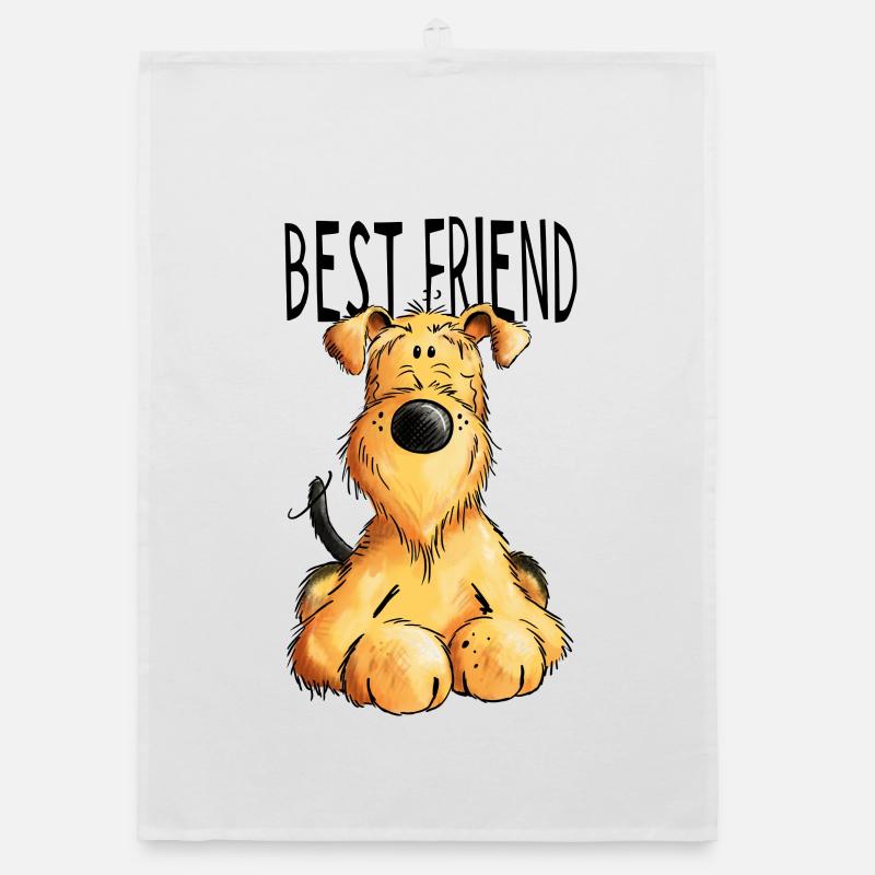 Airedale Terrier mein bester Freund - Geschenk - Organic Geschirrtuch - Weiß