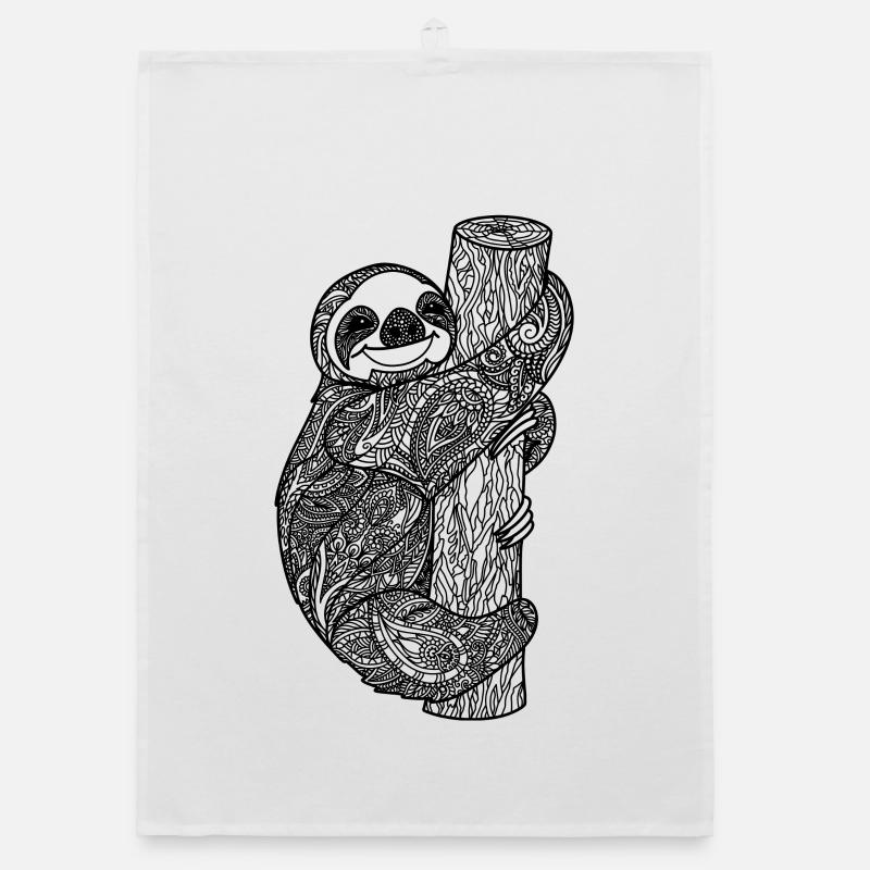 Sloth zentangle Organic dish towel