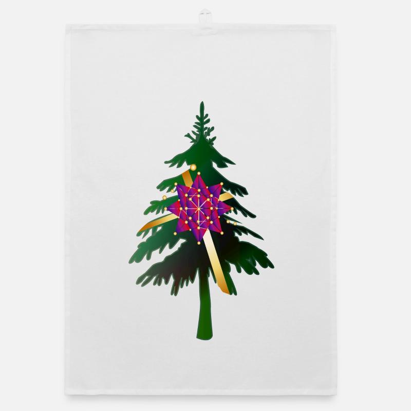 Christbaum oder Weihnachtsbaum & Geschenkschleife Organic Geschirrtuch