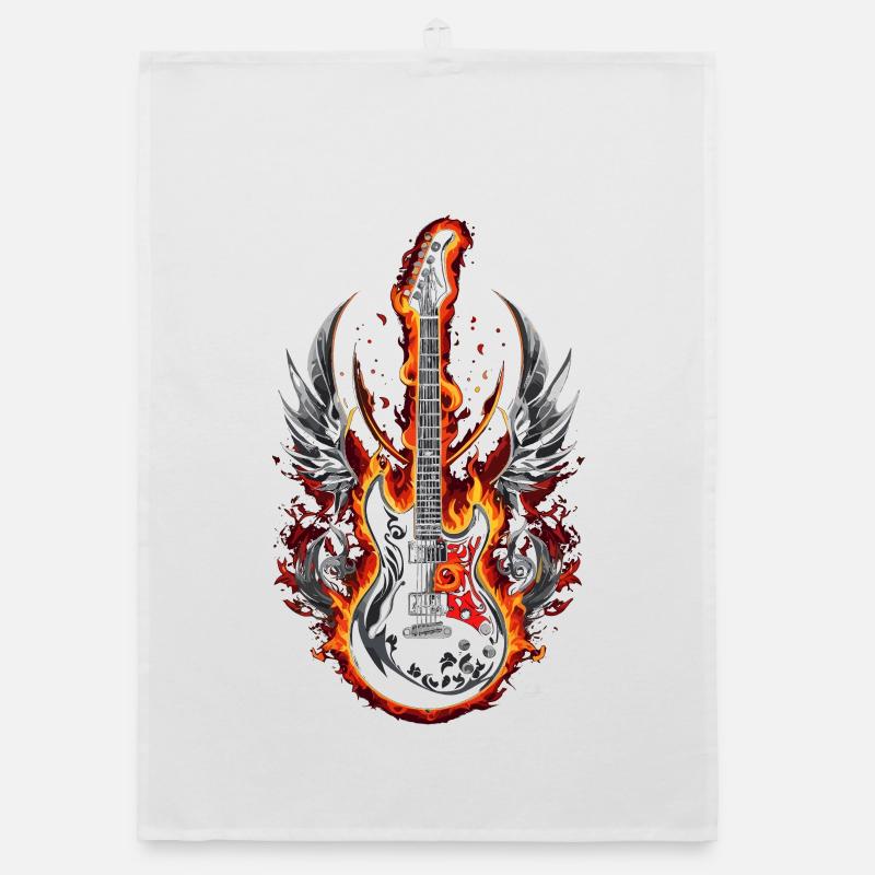 Fire Winged Guitar Organic dish towel