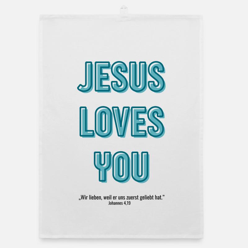 Jésus t’aime en script 3D Torchon bio