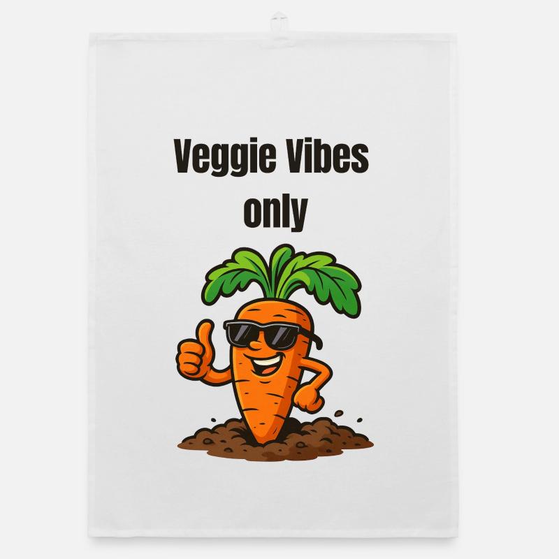 Veggie Vibes Carrot with Style Vegetable Illustrations Organic dish towel