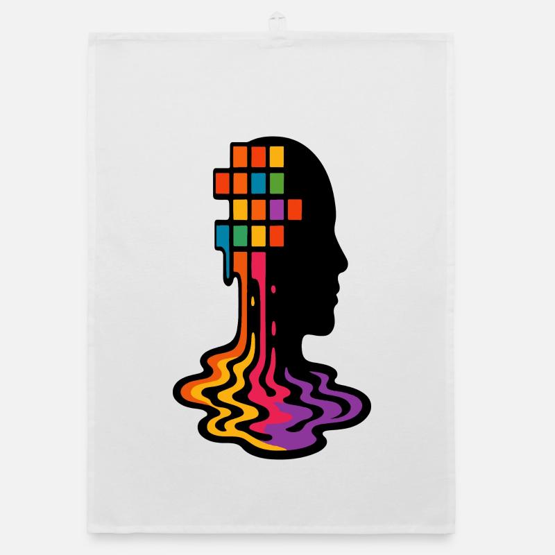 Portrait de fusion de pixels arc-en-ciel Torchon bio