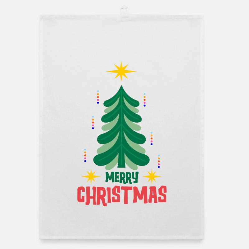 Christmas tree and decorations Organic dish towel