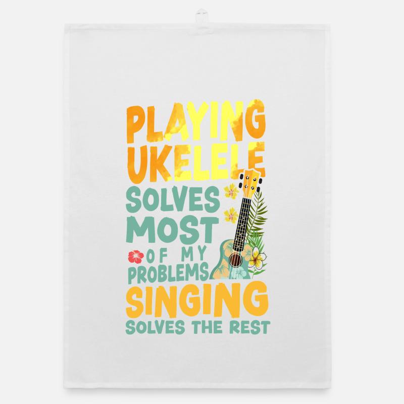 Hawaiian Ukulele Uke Playing Organic dish towel
