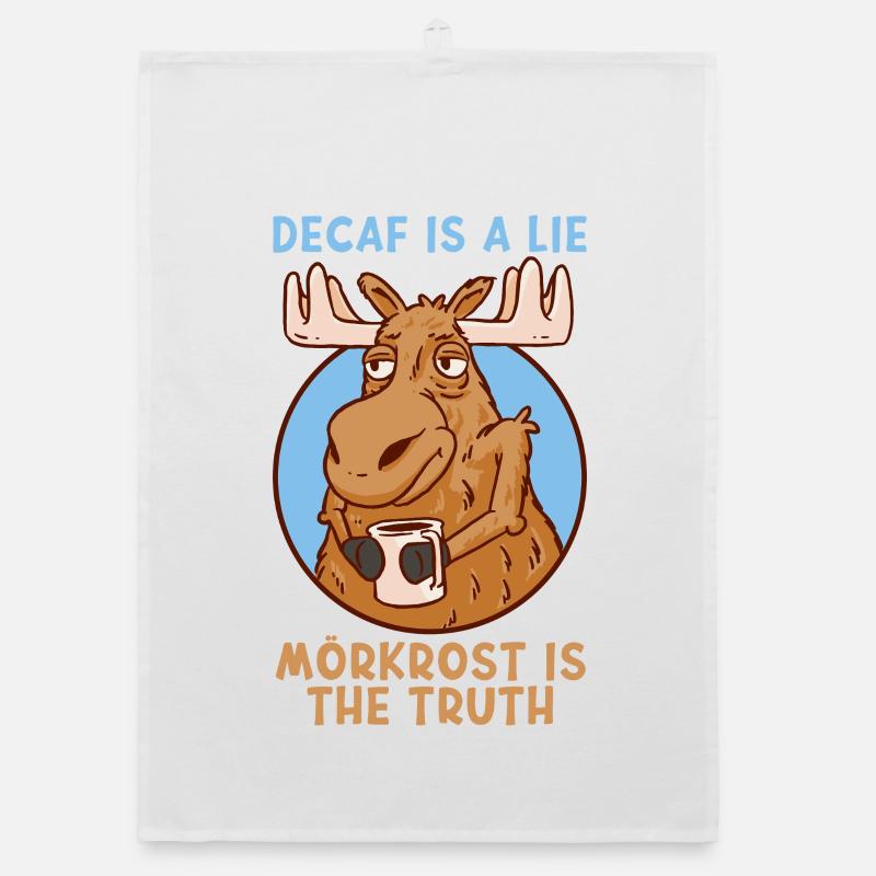 Suède Coffee Mörkrost Fika Moose Suédois - Torchon bio - blanc