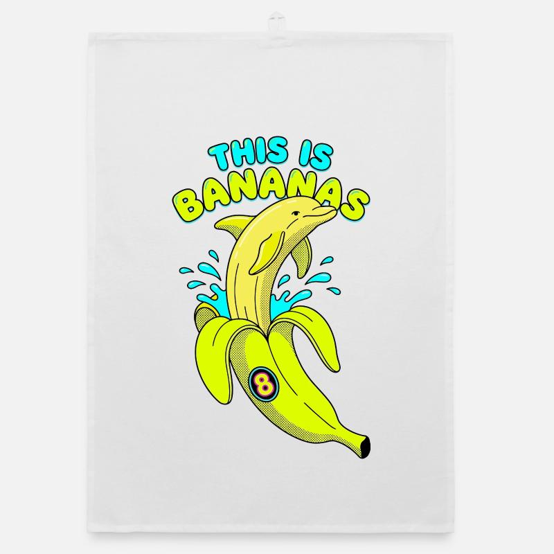 This Is Bananas 8th Birthday Dolphin Organic dish towel