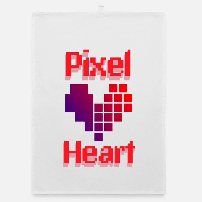 Pixel Retro Love Heart Gradient Organic dish towel