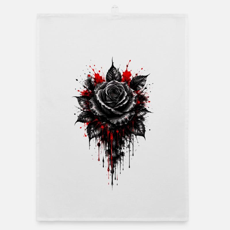 Rose, Rose Noire, Rose et Fleurs Torchon bio