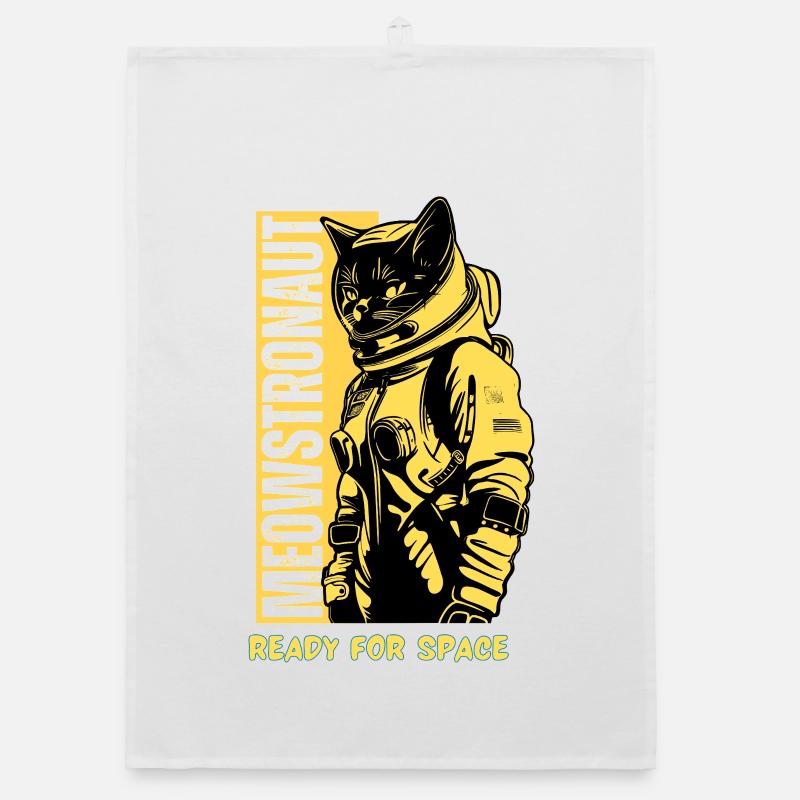 Space Ready Astronaut Cat Organic dish towel