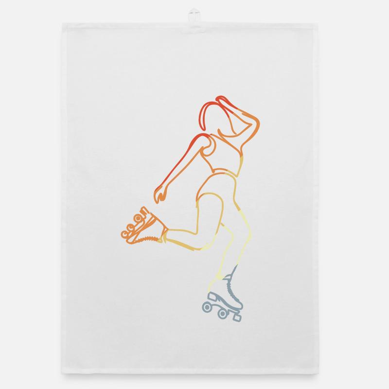 Roller skater sketch Organic dish towel