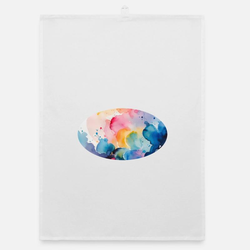 Explosion de peinture à l’aquarelle sur toile - Torchon bio - blanc