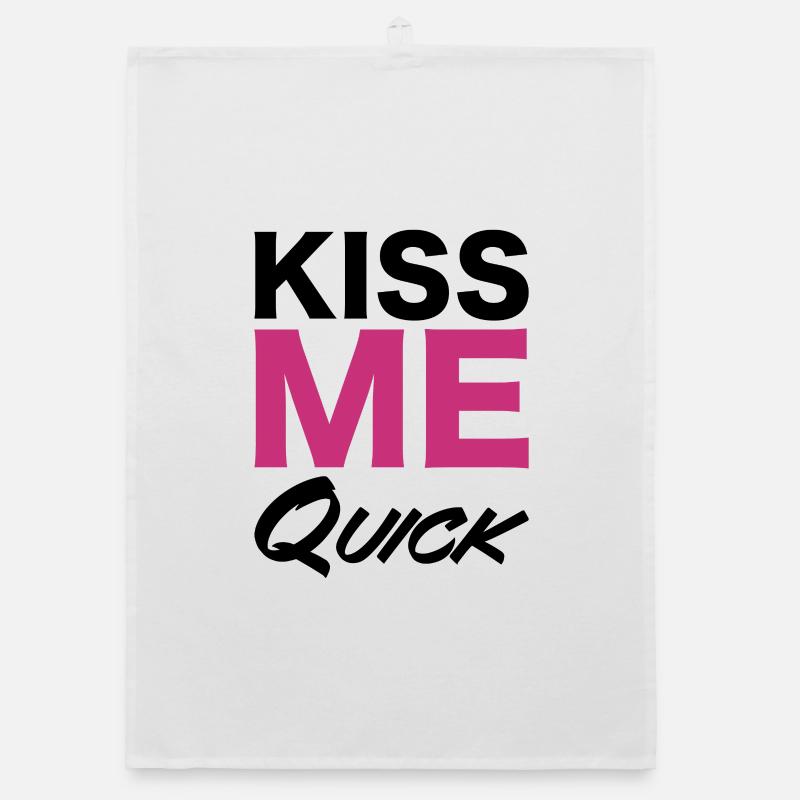 Kiss Me Quick Typography Design Organic dish towel