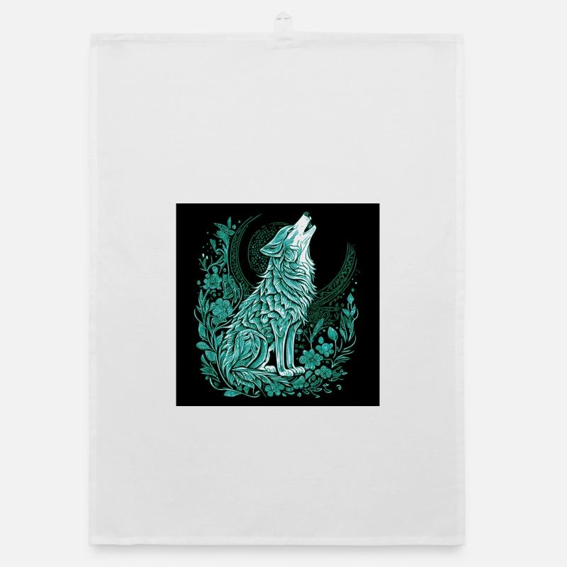 Moon Wolf Line Style with Flora Organic dish towel