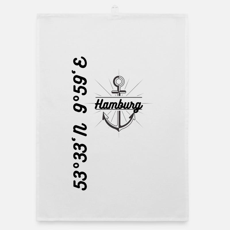 Hambourg coordonne les vêtements à motifs - Torchon bio - blanc