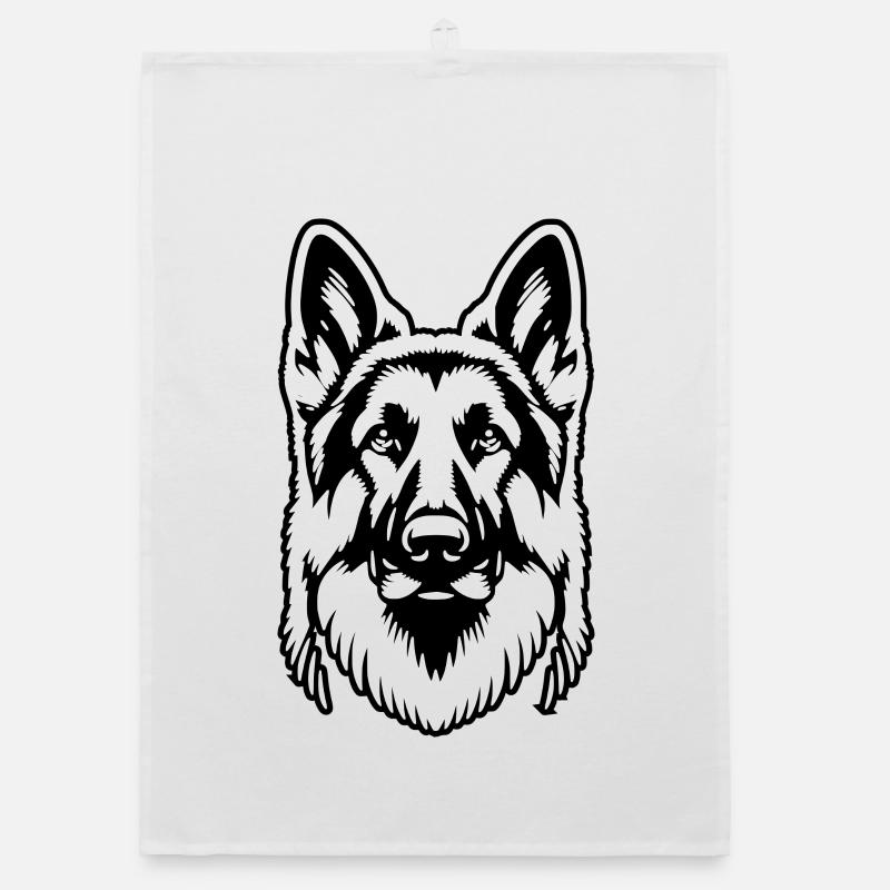 German Shepherd black silhouette from head Organic dish towel