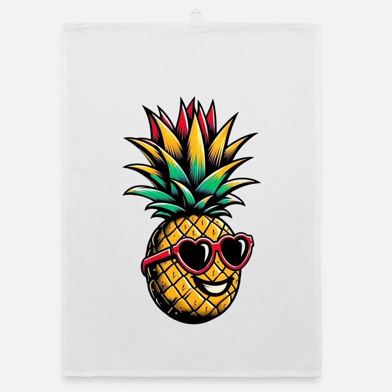 Pineapple with Sunglasses Organic dish towel