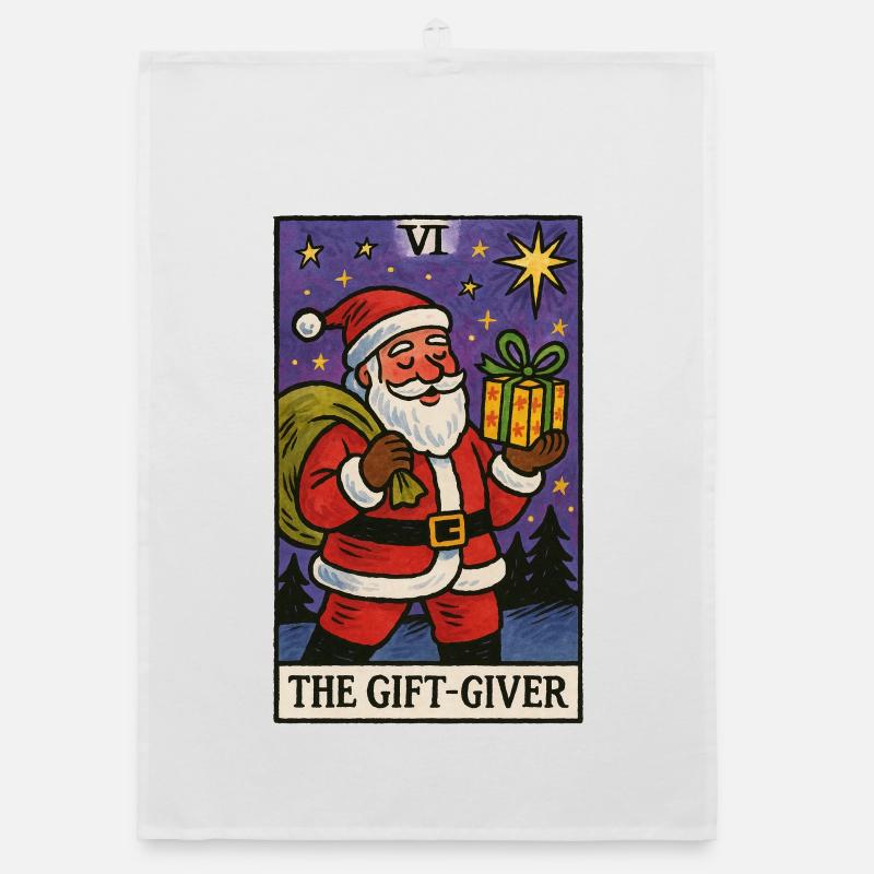 Weihnachtsmann-Geschenkgeber-Tarot-Kunstdesign Organic Geschirrtuch