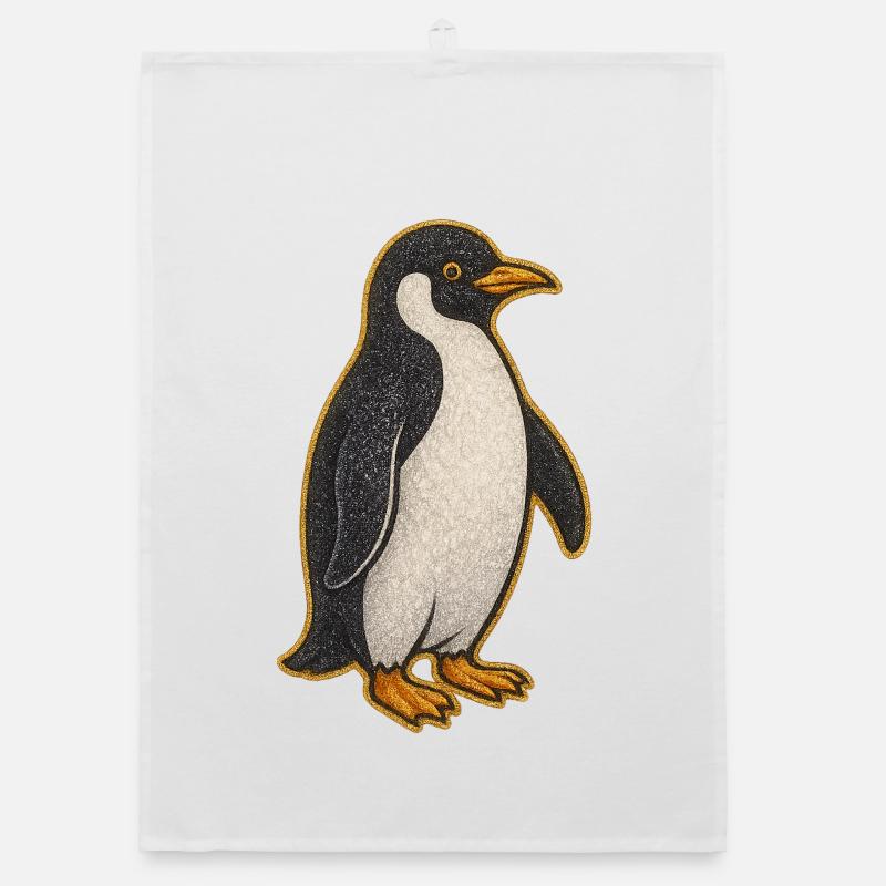 Glitzernder Pinguin Sticker Organic Geschirrtuch