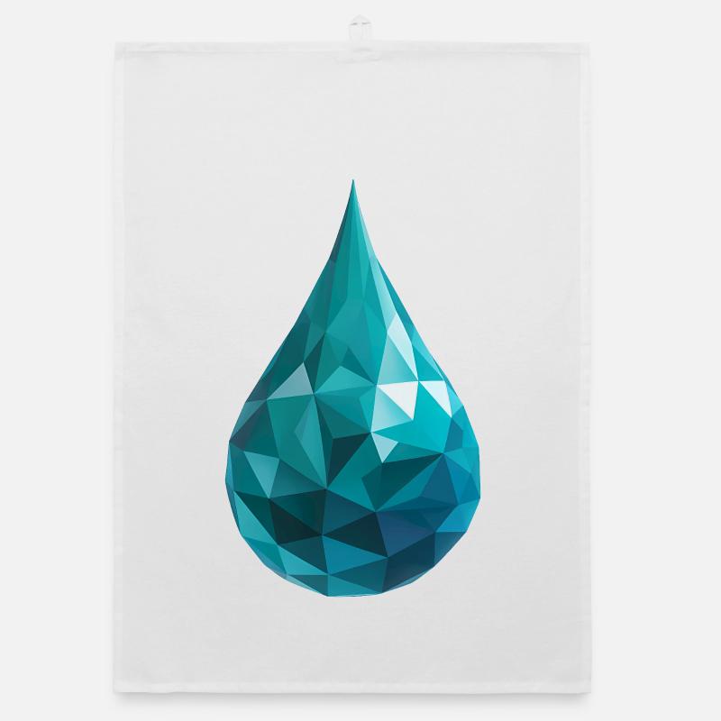 Wassertropfen - Cooles Low Poly Logo Organic Geschirrtuch
