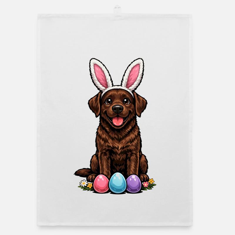 Brown Labrador Retriever Chocolate Labbi Easter Organic dish towel